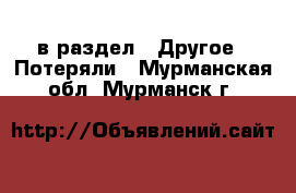  в раздел : Другое » Потеряли . Мурманская обл.,Мурманск г.